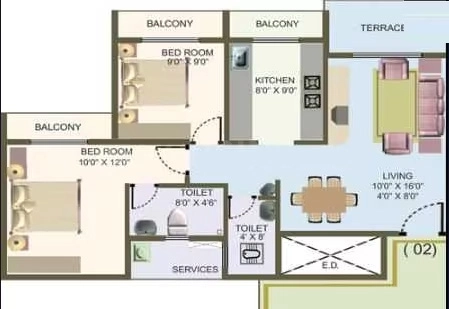 2 BHK Flat in Nisarg Hyde Park in Kharghar, Navi Mumbai - Image 912002