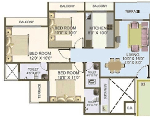 3 BHK Flat in Nisarg Hyde Park in Kharghar, Navi Mumbai - Image 912003