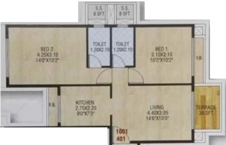 2 BHK Flat in Vipul Mahavir Sapphire in Ghansoli, Navi Mumbai - Image 911996