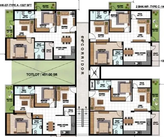 Floor Plan of ARC K C Enclave in Manikonda, Hyderabad - Image 387358