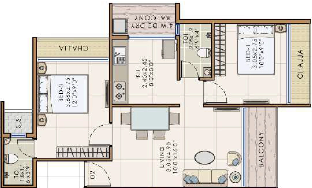 2 BHK Flat in Devkrupa Divine in Pushpak Nagar, Navi Mumbai - Image 911471
