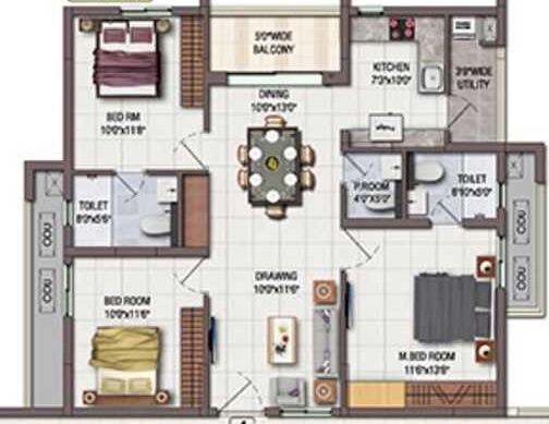 3 BHK Flat in Lanco Domina Condominiums in Manikonda, Hyderabad - Image 911255