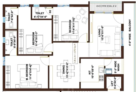 3 BHK Flat in Prime Infra Lake Front in Manikonda, Hyderabad - Image 911268