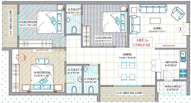 3 BHK Flat in SR Rain Forest in Manikonda, Hyderabad - Image 911272