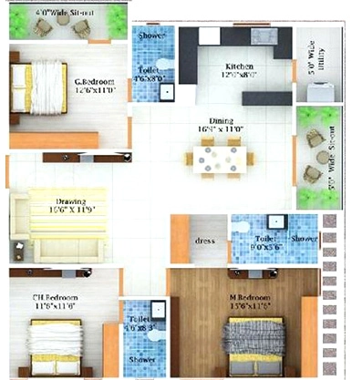 3 BHK Flat in Sri Dhatri Orchid in Manikonda, Hyderabad - Image 911290