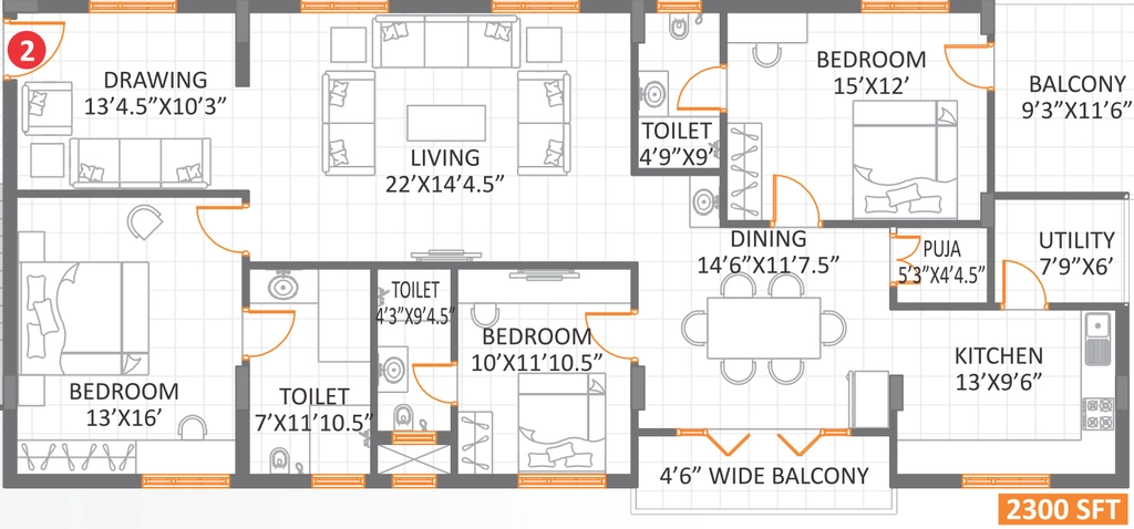 3 BHK Flat in Anuhar Bloomdale in Manikonda, Hyderabad - Image 911341