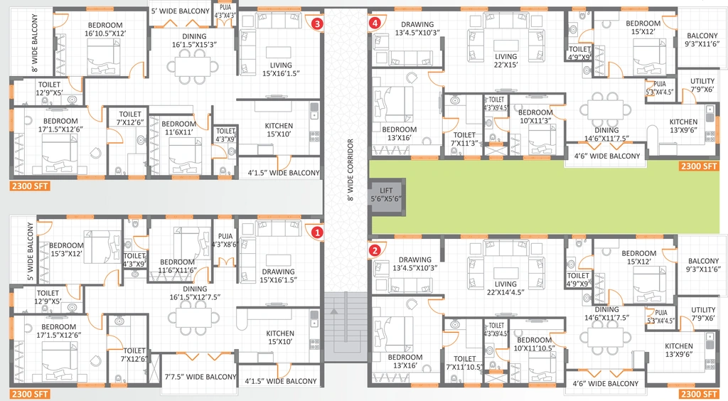 Floor Plan of Anuhar Bloomdale in Manikonda, Hyderabad - Image 387616