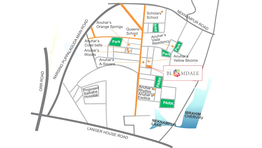 Location of Anuhar Bloomdale in Manikonda, Hyderabad - Image 387617