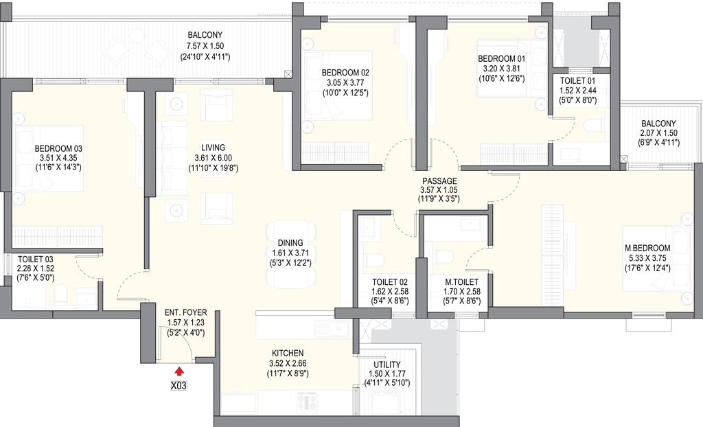 4 BHK Flat in Godrej Ivara in Kharadi, Pune - Image 911505