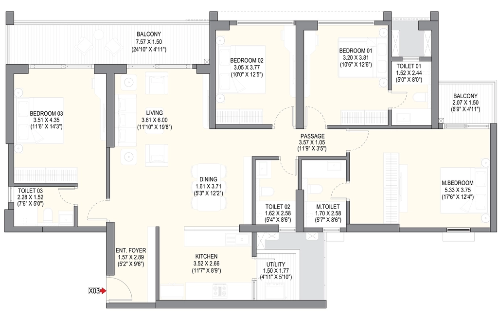 4 BHK Flat in Godrej Ivara in Kharadi, Pune - Image 911506