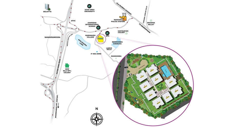 Location of Aparna West Side in Manikonda, Hyderabad - Image 387595