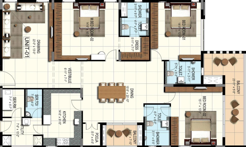 3 BHK Flat in Amara Arya in T Nagar, Chennai - Image 911185