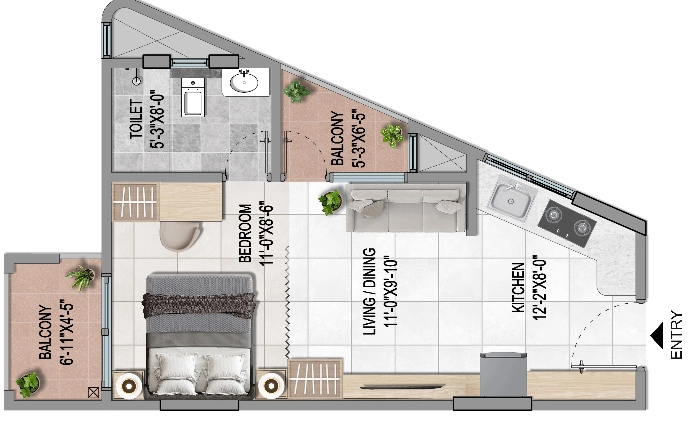 1 RK Studio Apartment in Sattva Vasanta Cove in Aavalahalli, Bangalore - Image 911566