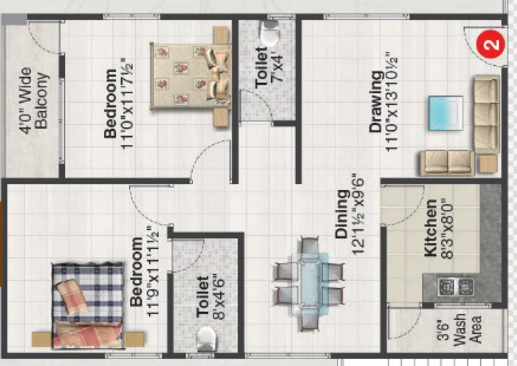 2 BHK Flat in BM Shreya Elegance in Manikonda, Hyderabad - Image 911345