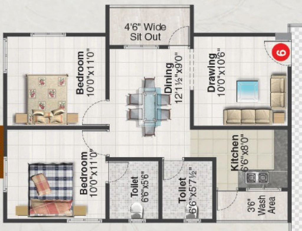 2 BHK Flat in BM Shreya Elegance in Manikonda, Hyderabad - Image 911344