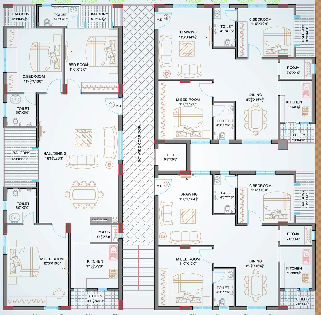 Floor Plan of BVR Cinder Glow in Manchirevula, Hyderabad - Image 388368