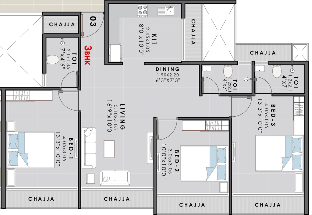 3 BHK Flat in Shivam Tulip Kingdom in Ulwe, Navi Mumbai - Image 911554