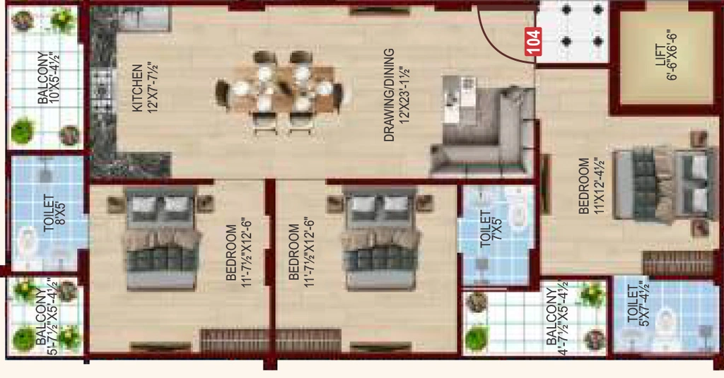 3 BHK Flat in Satyam Frankfurt in Vaishali Nagar, Jaipur - Image 911495