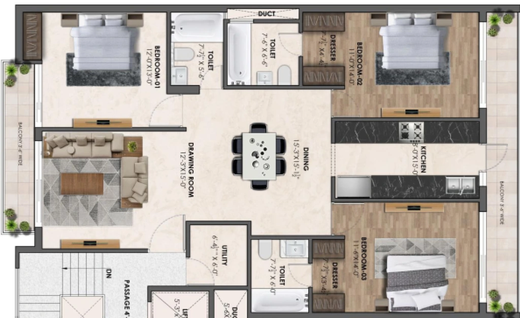 3 BHK Flat in Sri Sai Amari Vintage Arch in Mohali, Chandigarh - Image 911259