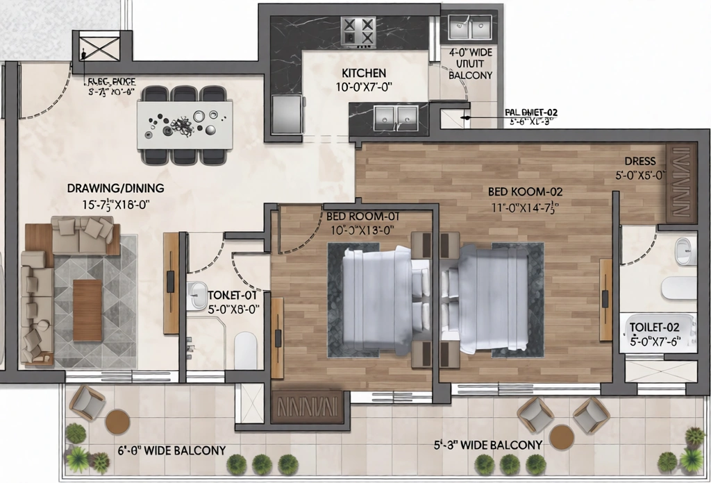 3 BHK Flat in Amayra Sky City in Mohali, Chandigarh - Image 911260