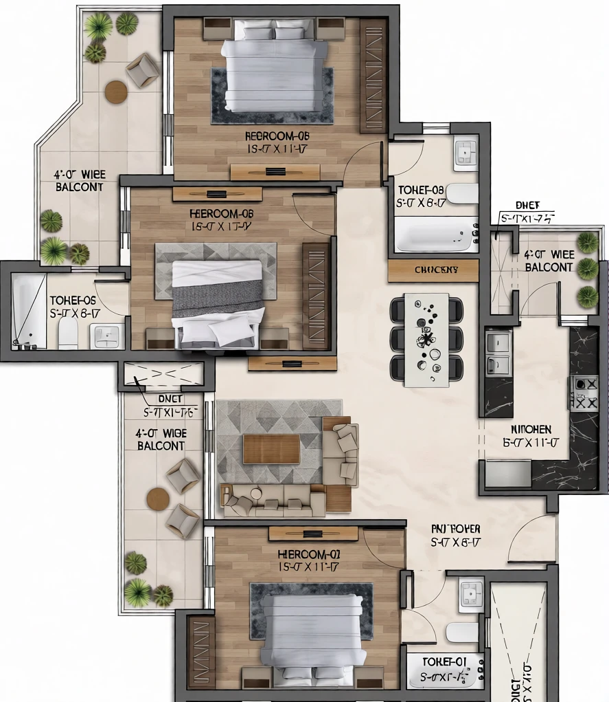 3 BHK Flat in Amayra Sky City in Mohali, Chandigarh - Image 911261