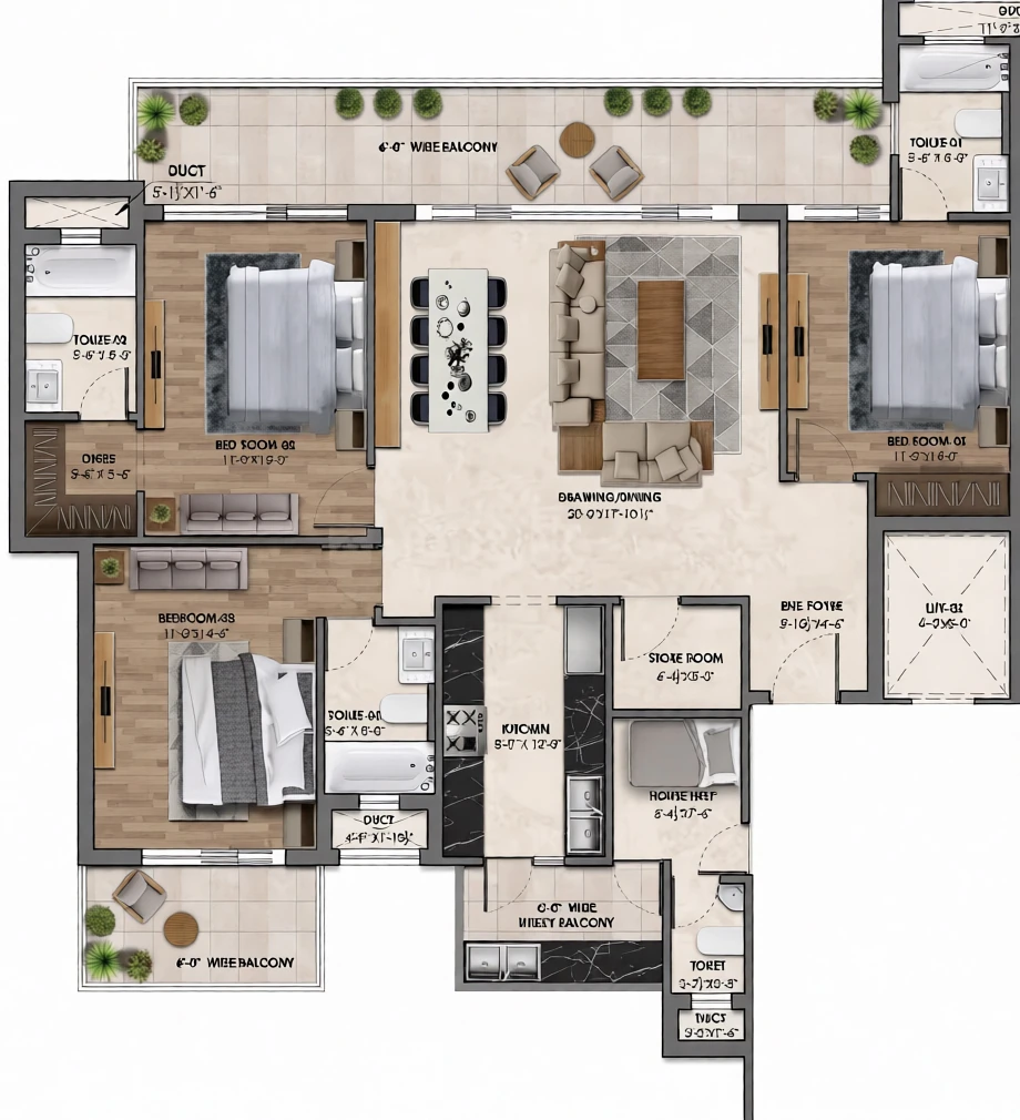 3 BHK Flat in Amayra Sky City in Mohali, Chandigarh - Image 911262