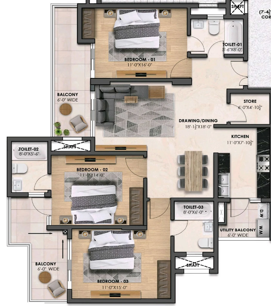 3 BHK Flat in Townbell Amayra Trillium in Mohali, Chandigarh - Image 911267