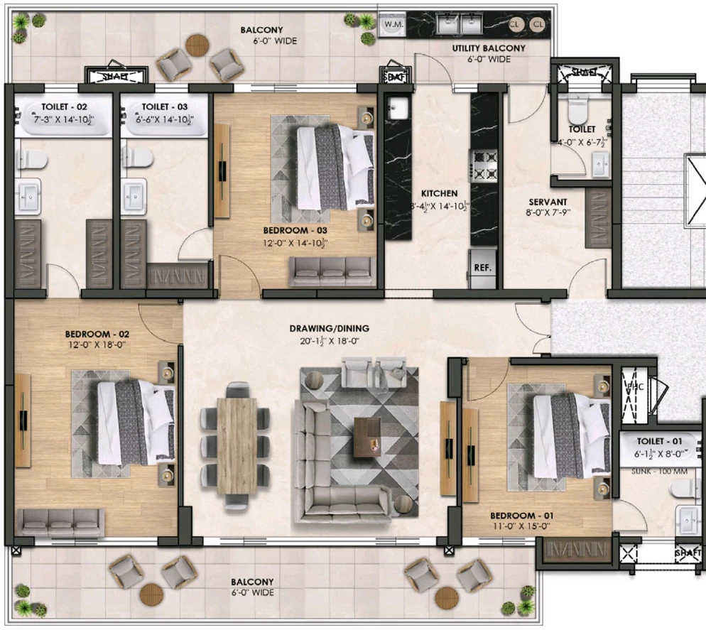 3 BHK Flat in Townbell Amayra Trillium in Mohali, Chandigarh - Image 911269