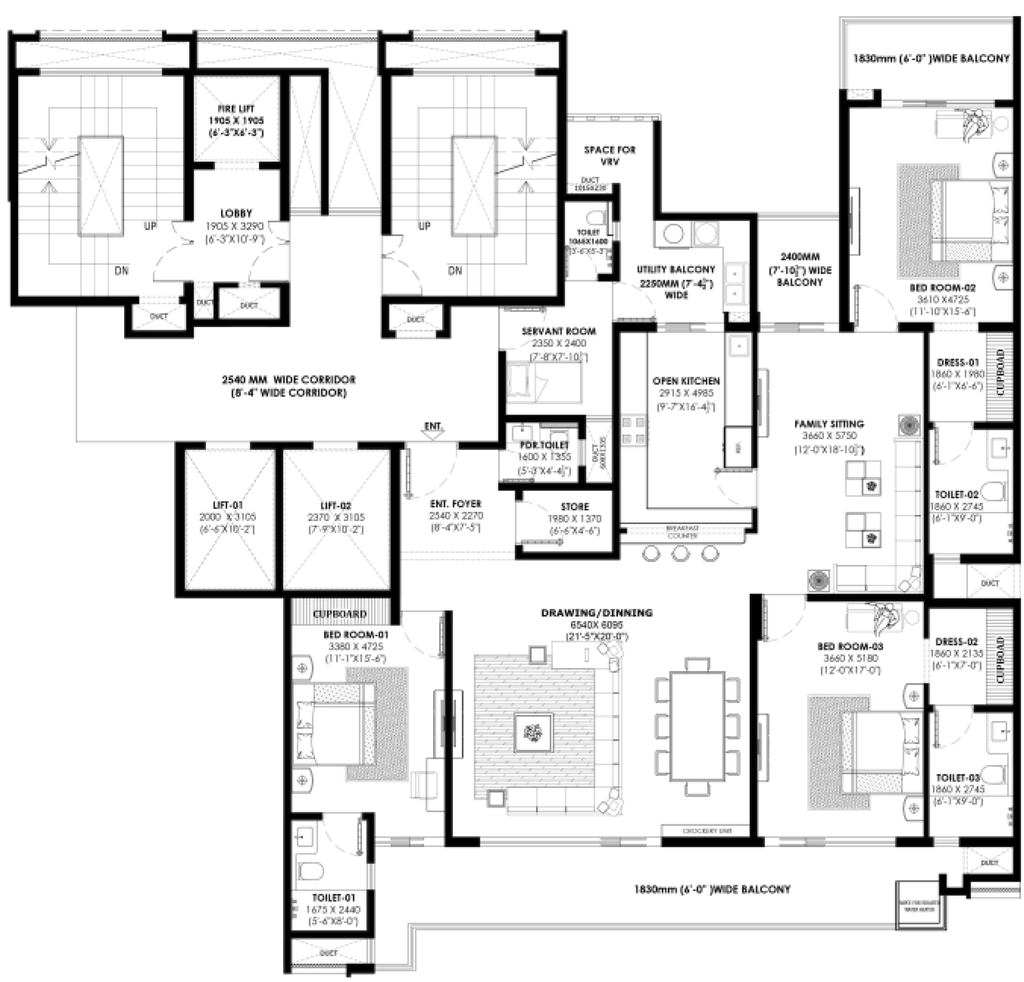 3 BHK Flat in Avancer Atulyam The Bliss in Mohali, Chandigarh - Image 911319