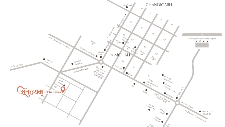 Location of Avancer Atulyam The Bliss in Mohali, Chandigarh - Image 387582