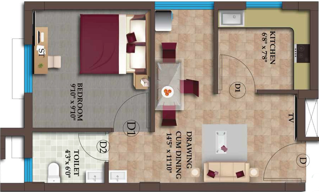 1 BHK Flat in Krishna Laxmi Arcade in Jharapada, Bhubaneswar - Image 911606