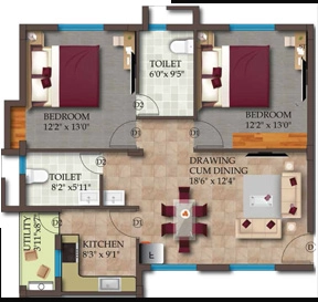 2 BHK Flat in Krishna Laxmi Arcade in Jharapada, Bhubaneswar - Image 911607