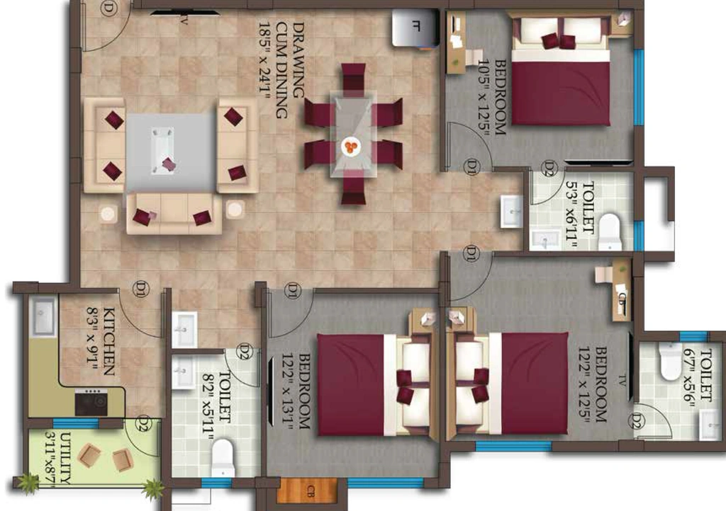 3 BHK Flat in Krishna Laxmi Arcade in Jharapada, Bhubaneswar - Image 911609