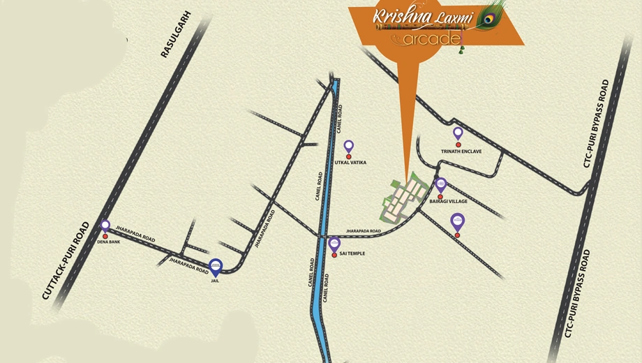 Location of Krishna Laxmi Arcade in Jharapada, Bhubaneswar - Image 388234