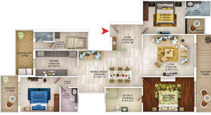 3 BHK Flat in MB Beverly Golf Avenue in Mohali, Chandigarh - Image 911342