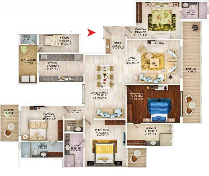 4 BHK Flat in MB Beverly Golf Avenue in Mohali, Chandigarh - Image 911343