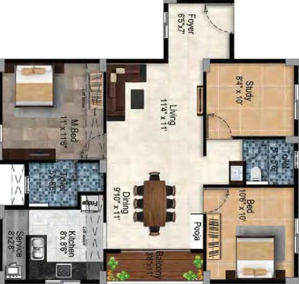2.5 BHK Flat in Tulive Dakshin in Iyyappanthangal, Chennai - Image 911354