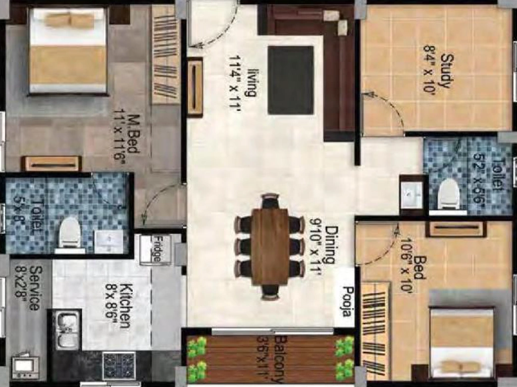 2 BHK Flat in Tulive Dakshin in Iyyappanthangal, Chennai - Image 911352