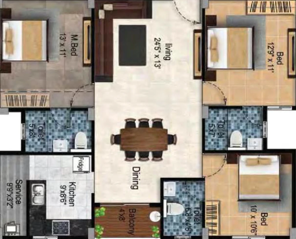 3 BHK Flat in Tulive Dakshin in Iyyappanthangal, Chennai - Image 911355