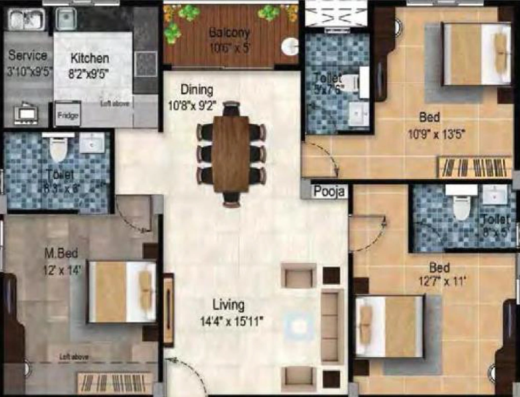 3 BHK Flat in Tulive Dakshin in Iyyappanthangal, Chennai - Image 911357