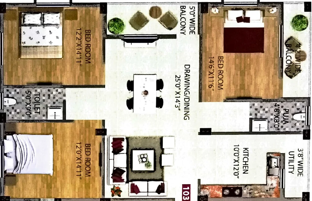3 BHK Flat in Shri Jagannath Gayatri in Kalinga Nagar, Bhubaneswar - Image 911617