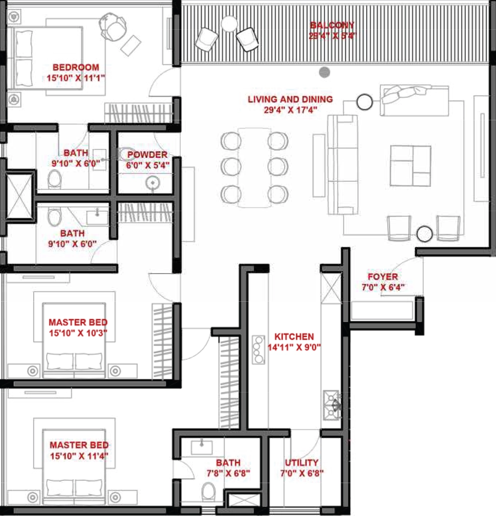 3 BHK Flat in Tulive Gulmohar Terrace in Aminjikarai, Chennai - Image 911366