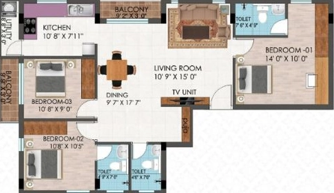 3 BHK Flat in Rajali Shine in Velachery, Chennai - Image 911382