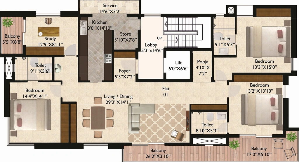 3.5 BHK Flat in Ceebros Vishwas in Abiramapuram, Chennai - Image 911386