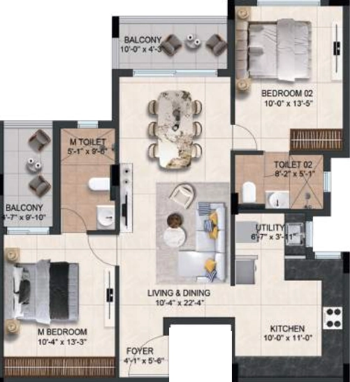 2 BHK Flat in Kaadosh Cullinan in Adambakkam, Chennai - Image 911392