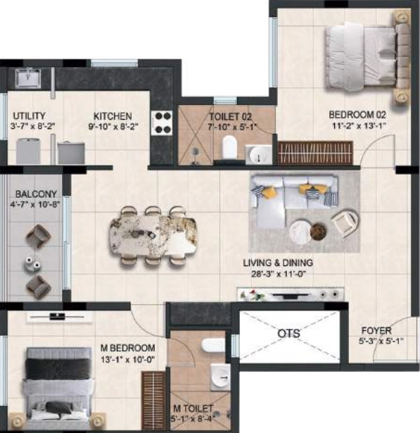 2 BHK Flat in Kaadosh Cullinan in Adambakkam, Chennai - Image 911393