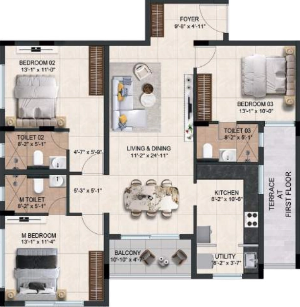 3 BHK Flat in Kaadosh Cullinan in Adambakkam, Chennai - Image 911397