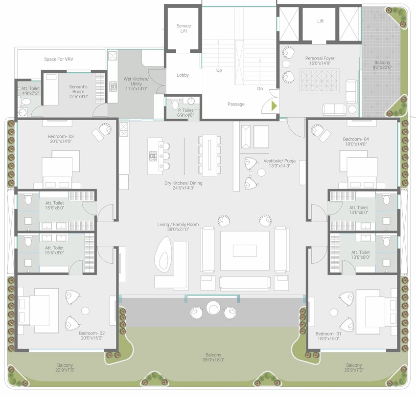 4 BHK Flat in Vihav Keystone Niwa in Gotri, Vadodara - Image 911441