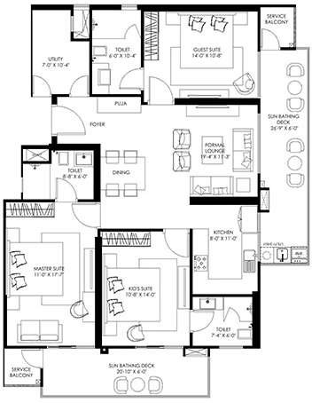 3 BHK Flat in Homeland Regalia in Mohali, Chandigarh - Image 911409