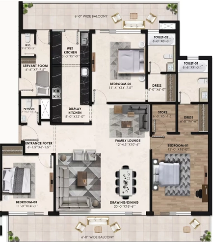 3 BHK Flat in Horizon Belmond in Mohali, Chandigarh - Image 911421